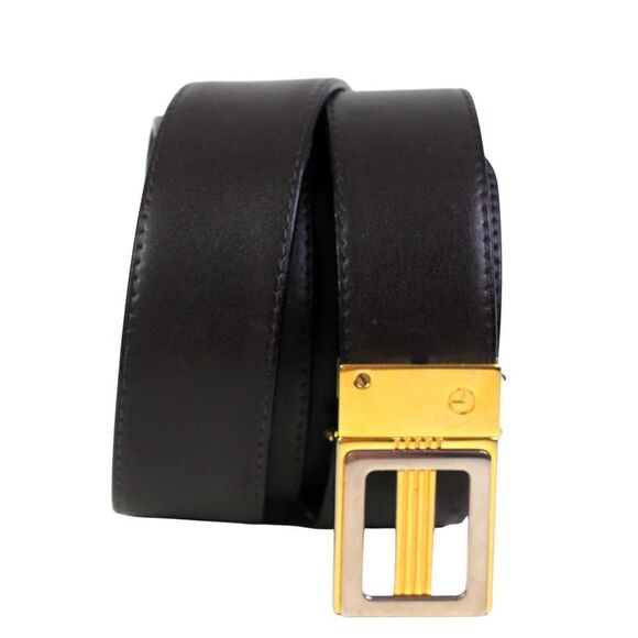 Goldlion BLACK BROWN REAL LEATHER 1 1/8"Wd REVERS CASUAL DRESS BELT Sz 36 (B4 - Picture 2 of 16